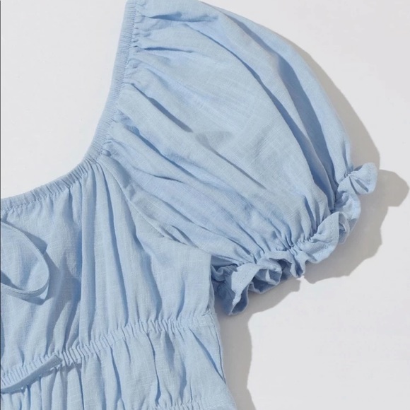 Milkmaid boho dress puff sleeve short shirred - Picture 10 of 12